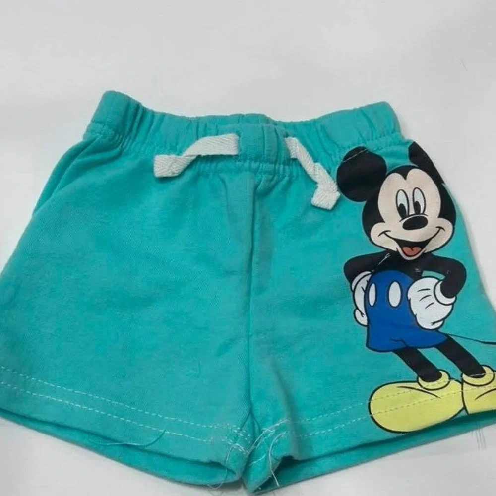 Disney Mickey Mouse Hoodie and Shorts Set Kids 0-3M Teal Graphic 2pc Outfit